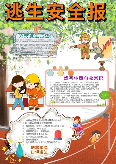 小学生逃生安全手抄报模板
