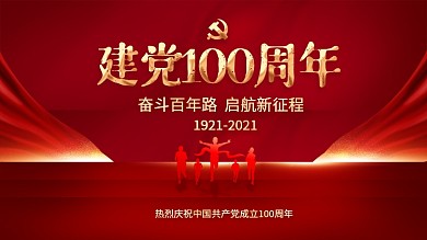 建党100周年党的历程党建展板背景海报