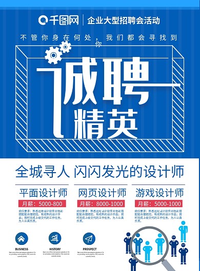 简约蓝色企业招聘活动DM单页