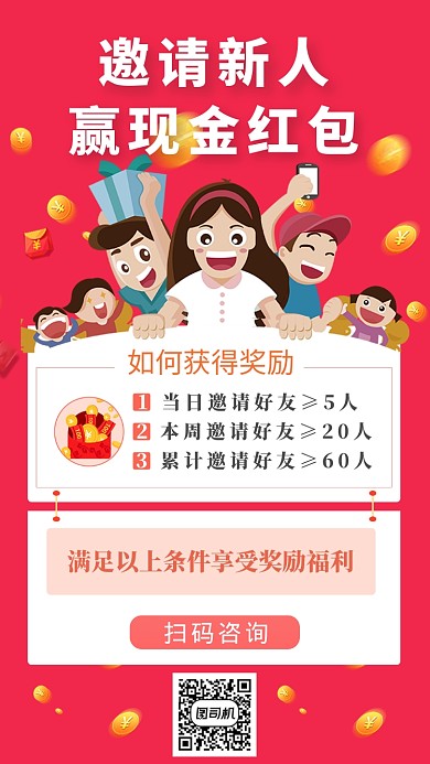 投资理财邀请好友有奖励海报