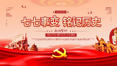 七七卢沟桥事变铭记历史勿忘国耻党建展板