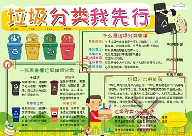 垃圾分类我先行环保小报小学生手抄报
