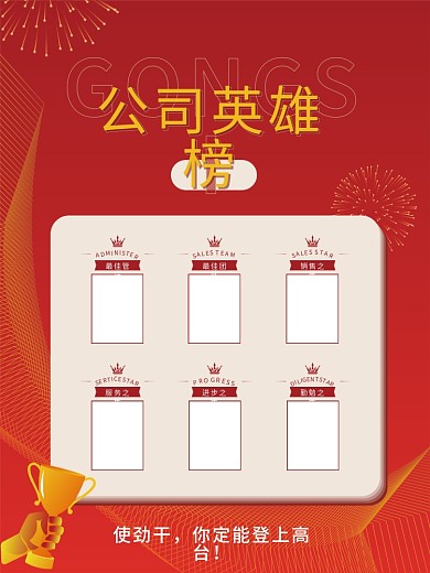 公司文化墙排名榜优秀员工红色板报业务之星