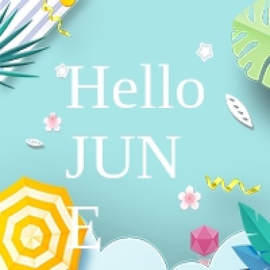 六月你好简约几何卡通蓝色公众号次图