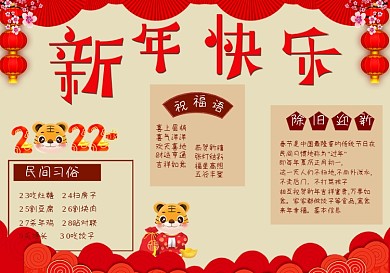 中式风格新年手抄报