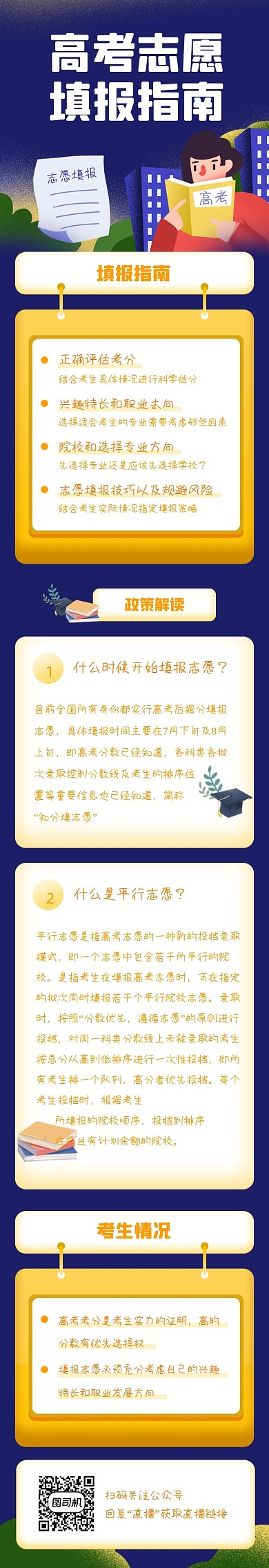 高考志愿填报卡通文章长图