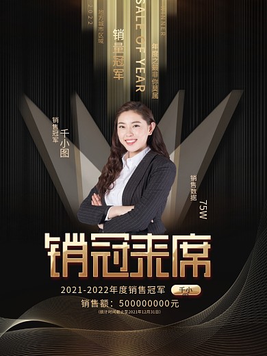 黑金大气公司企业年度人物员工光荣榜海报