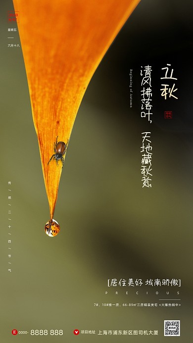 房地产传统节气立秋手机海报