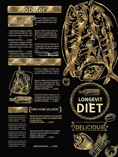 手绘插图餐厅菜单价目表模板