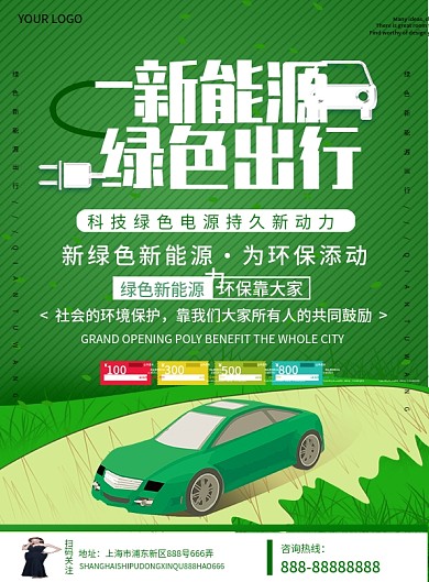 绿色新能源汽车DM宣传单