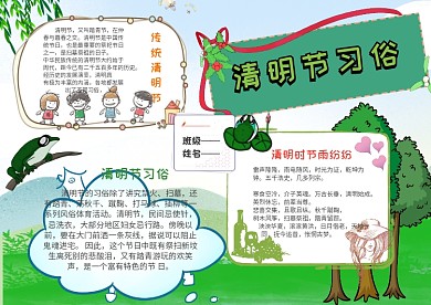 卡通清明节习俗手抄报