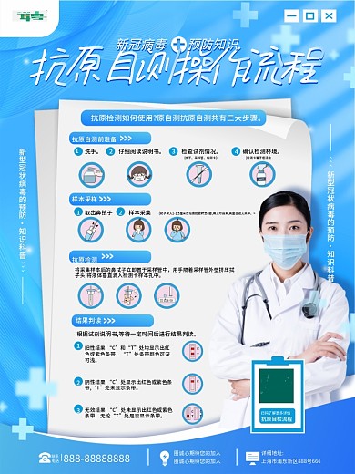 医疗健康抗原检测流程海报