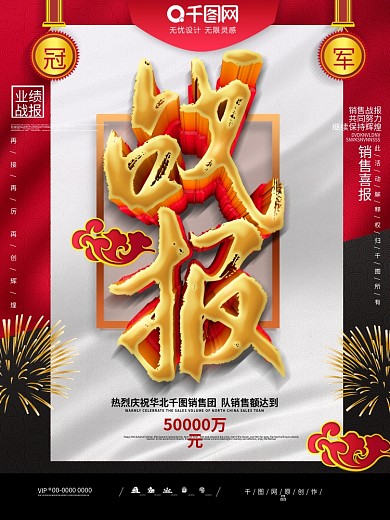 C4D销售业绩战报喜报荣誉颁奖宣传海报