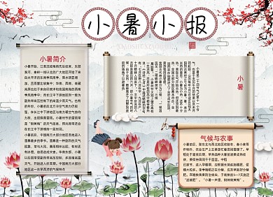 中国风小暑节气小报