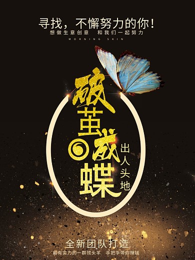 破茧成蝶创意招聘企业海报