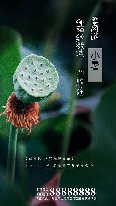二十四节气小暑房地产手机海报