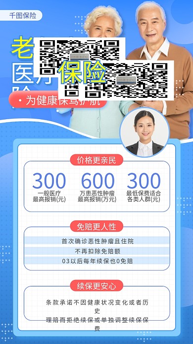 老年人医疗保险促销手机海报