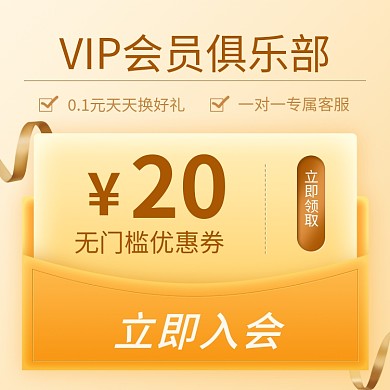 VIP会员俱乐部活动金色优惠券直通车主图