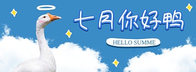 蓝色简约七月你好鸭文章配图
