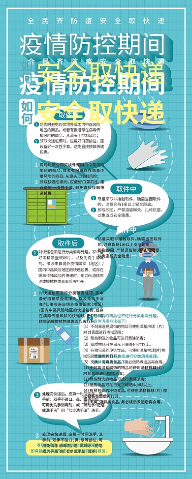 简约医疗健康疫情期间取快递安全须知易拉宝