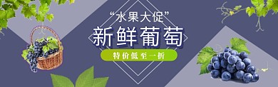 简约新鲜水果葡萄促销淘宝banner