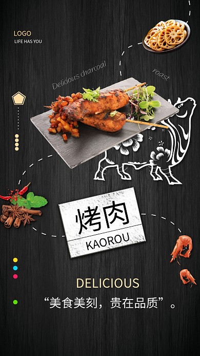 烤肉美食促销手机海报