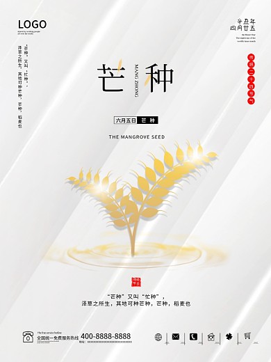 芒种海报二十四节气创意节日传统小麦春季