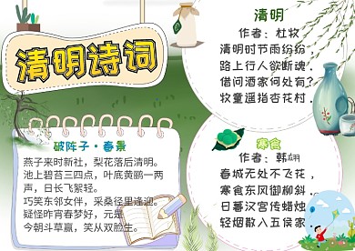 清明诗词清明节小报手抄报模板