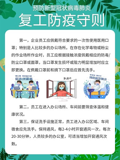 2020新型冠状肺炎疫情员工复工防疫守则