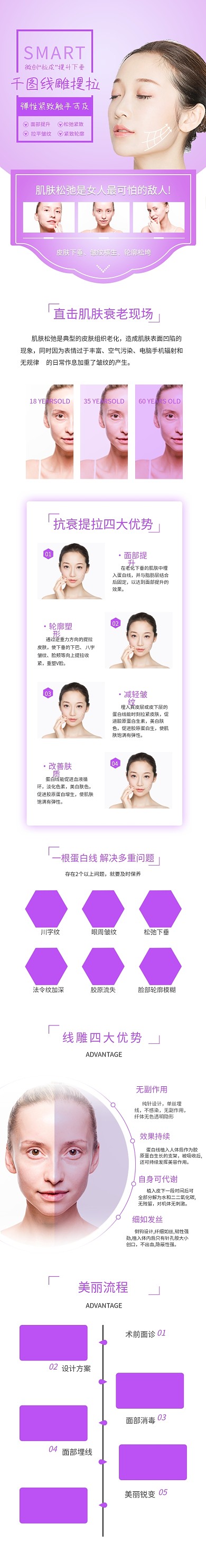 小清新医美项目线雕详情页