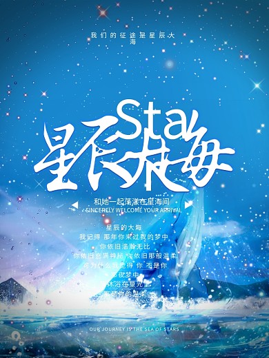 唯美浪漫夏夜星辰大海海报设计