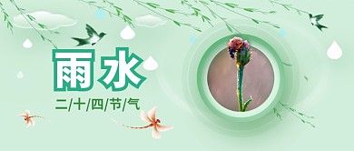 绿色二十四节气雨水新媒体封面