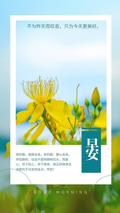 清新早安日签问候宣传海报