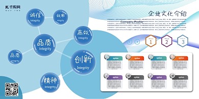 文化墙蓝色简约风企业简介目标公司展板