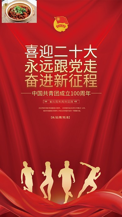 党建风庆祝建团100周年宣传海报