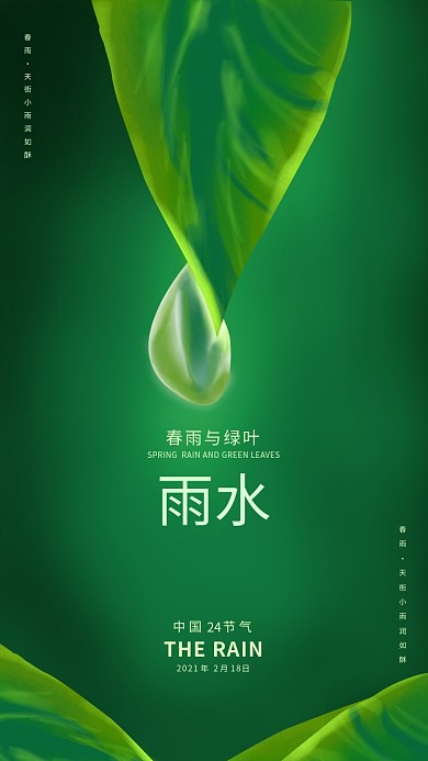 雨水二十四节气手机海报