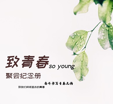 致青春绿叶简约朋友圈封面