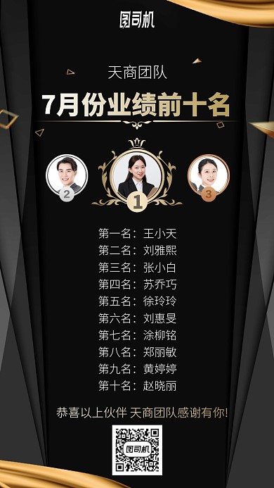 7月份业绩前十名手机海报