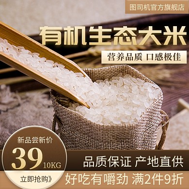 新品上市有机生态大米简约风促销主图