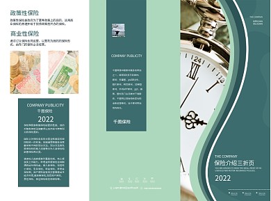 高档简约保险介绍三折页