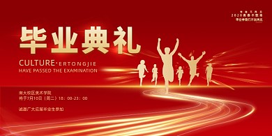 红色大气毕业典礼学校背景展板