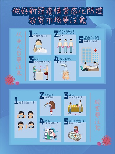 手绘卡通新冠肺炎疫情常态化防控宣传海报