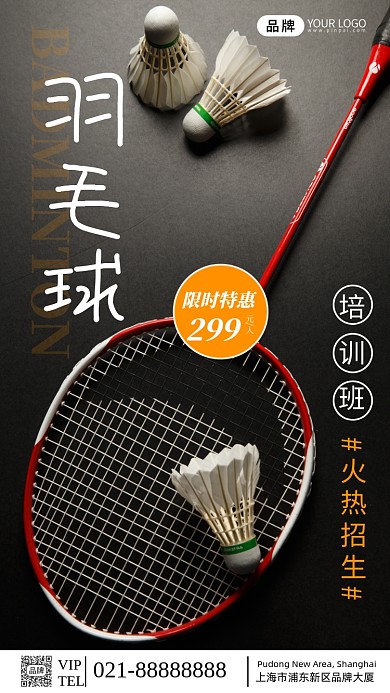 羽毛球专业培训招生运动摄影图海报