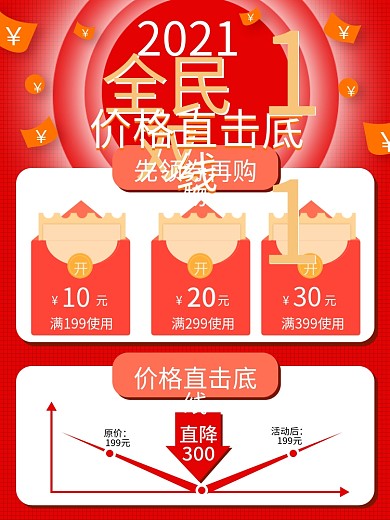 双11促销竖版主图（优惠券加价格曲线）