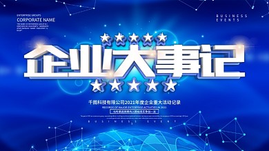 蓝色科技风企业大事记展板设计
