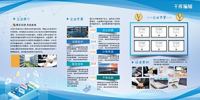 企业发展历程立体办公蓝色简约展板