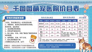 宠物医院价格表展板