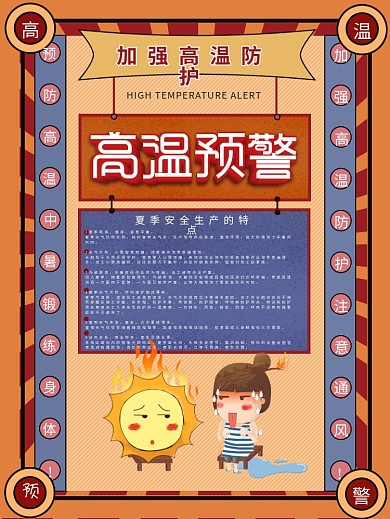 简约复古风复古风高温预警