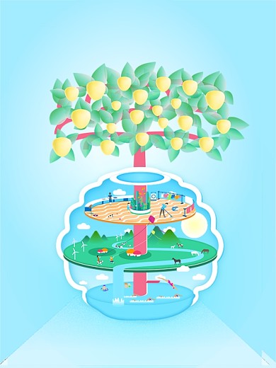 卡通儿童画保护环境公益广告psd素材