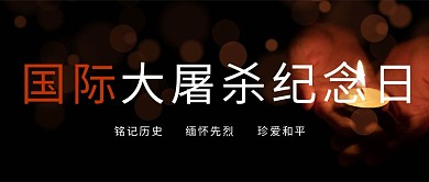 国际大屠杀纪念日蜡烛黑色简约公众号首图